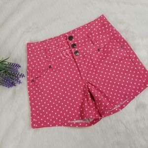 High rise Hot Kiss pink polka dot shorts sz 7